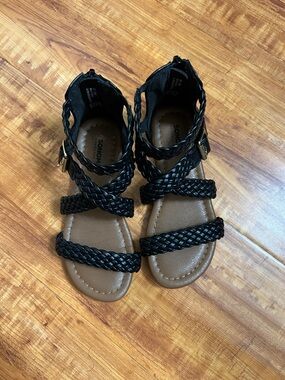 SONOMA Girls' Black Braided Strappy Sandals